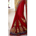 Charismatic Red Colored Embroidered Bhagalpuri Silk Net Saree